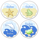 Name Doodles - Personalized Melamine Plates (Splashy 4 Plate Set) (SL-P4)